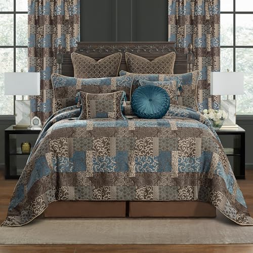 9-Piece King Jacquard Comforter Set with Euro Shams, Bedskirt, Decorative Pillow W450