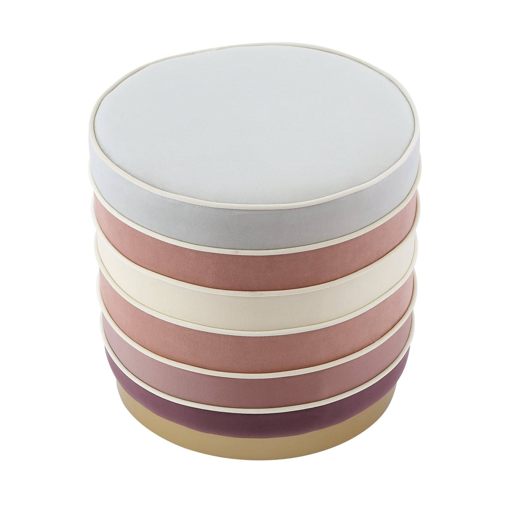 Blush Pink Velvet Ottoman with Metal Base D155815