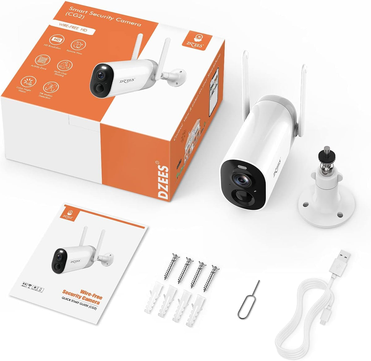 Wireless Outdoor Security Camera with Spotlight, Rechargeable Battery, AI Motion Detection, 2-Way Talk, Color Night Vision, IP66 WiFi Camera M167077