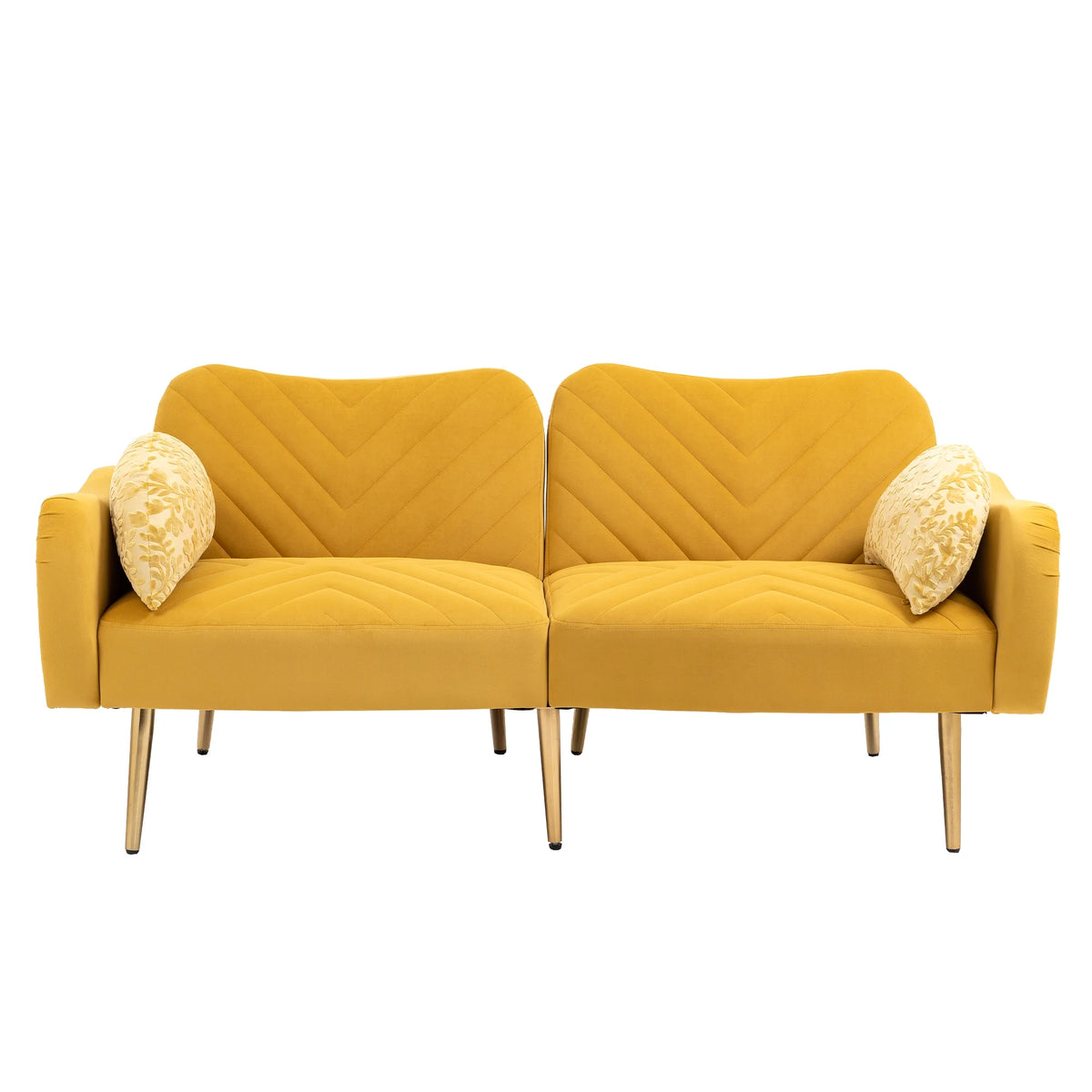 Velvet Loveseat Sofa with 2 Bolster Pillows D439
