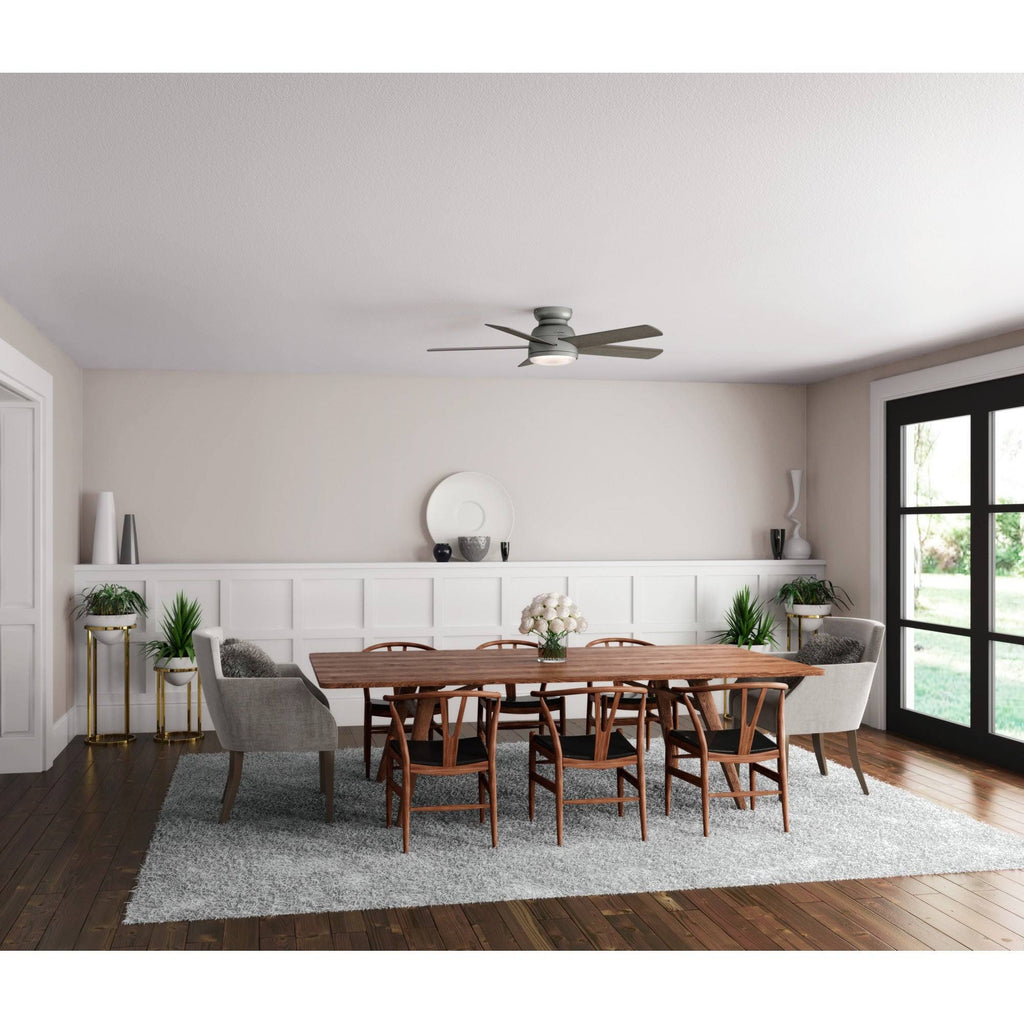 54 in. Matte Silver WiFi Ceiling Fan with LED Light and Remote Y768