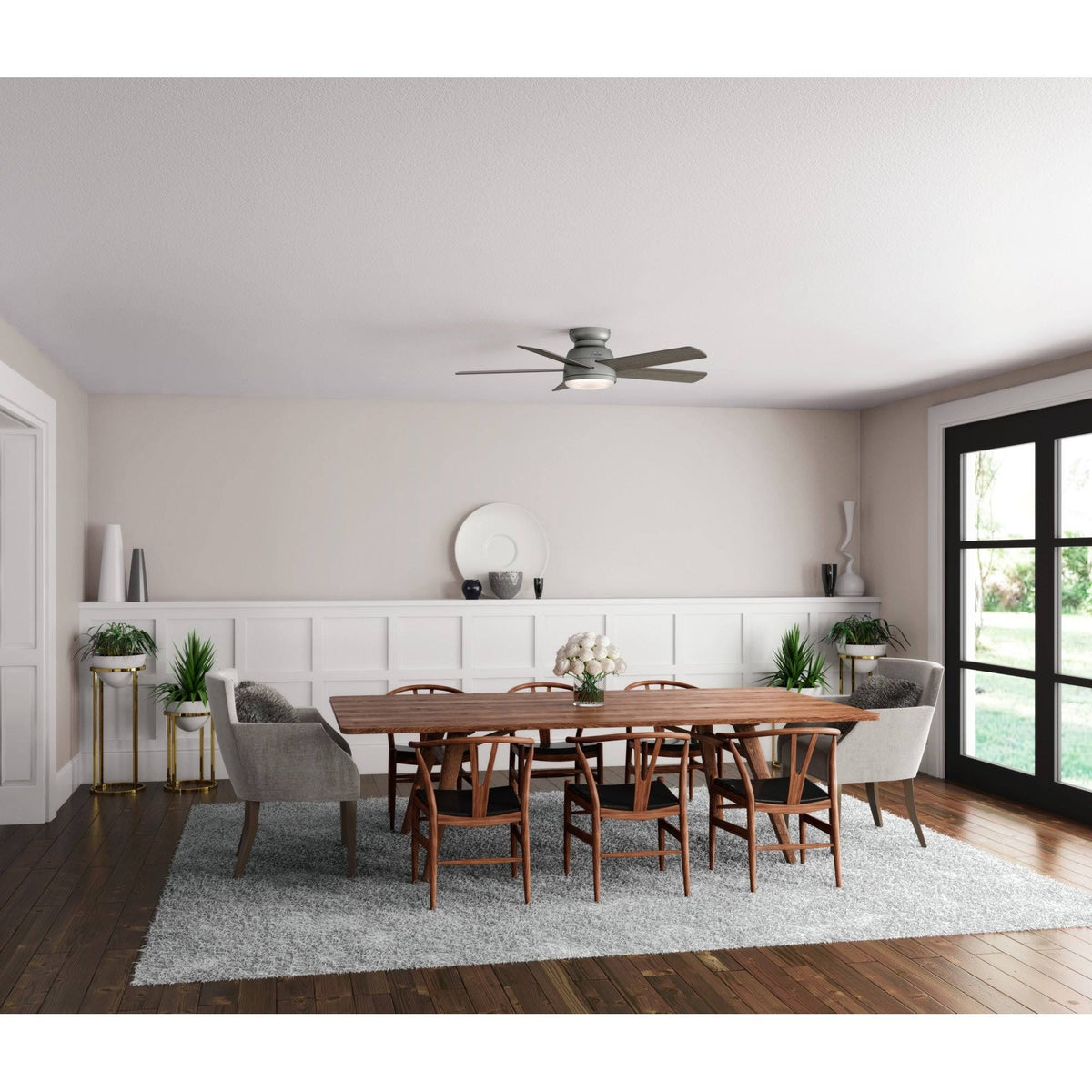54 in. Matte Silver WiFi Ceiling Fan with LED Light and Remote Y768