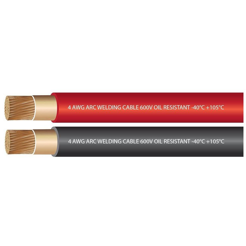 4 Gauge Extra Flexible Welding Cable 600 Volt Combo Pack - Black+Red - 15 Feet of Each Color M84440