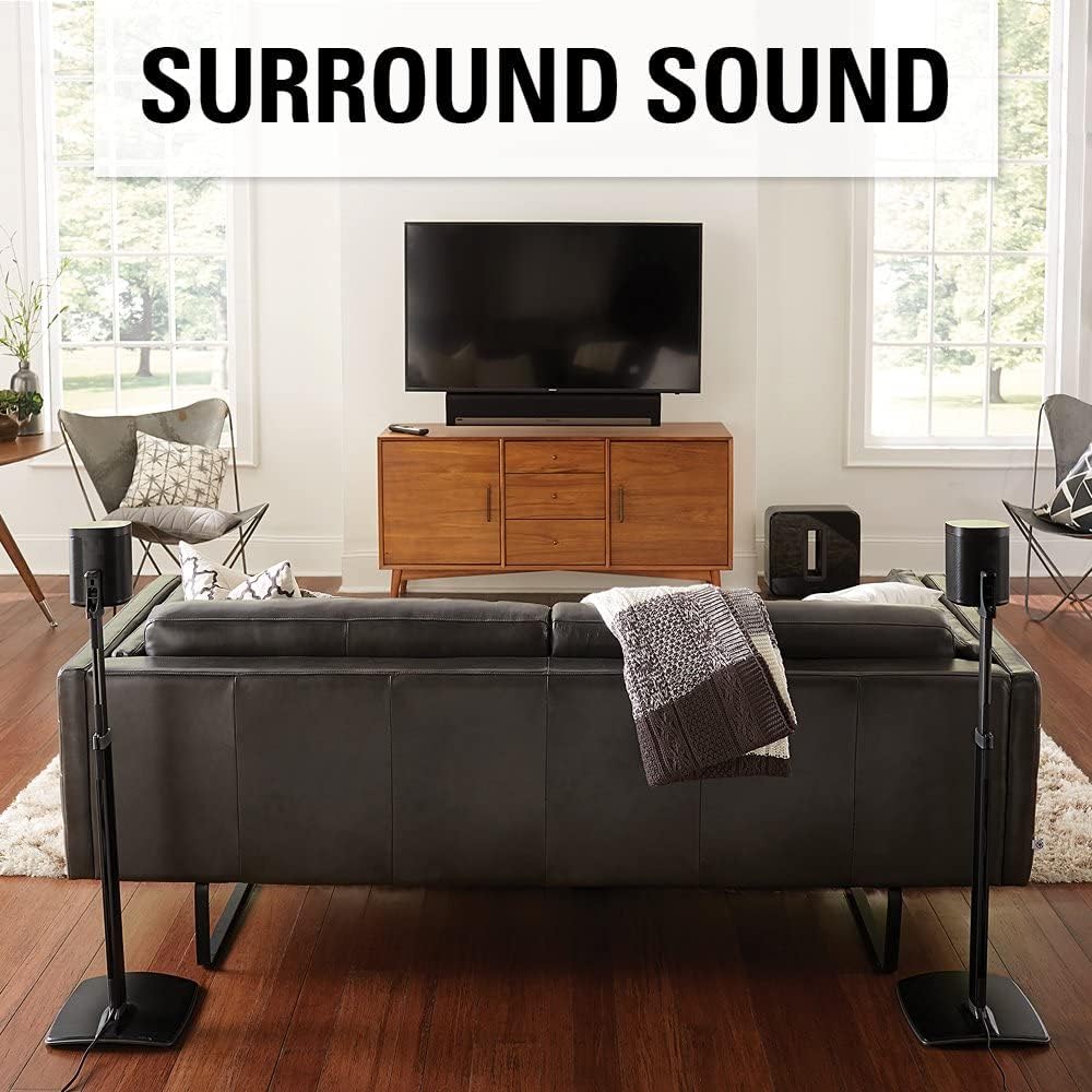Black Adjustable Height Speaker Stands Q2576