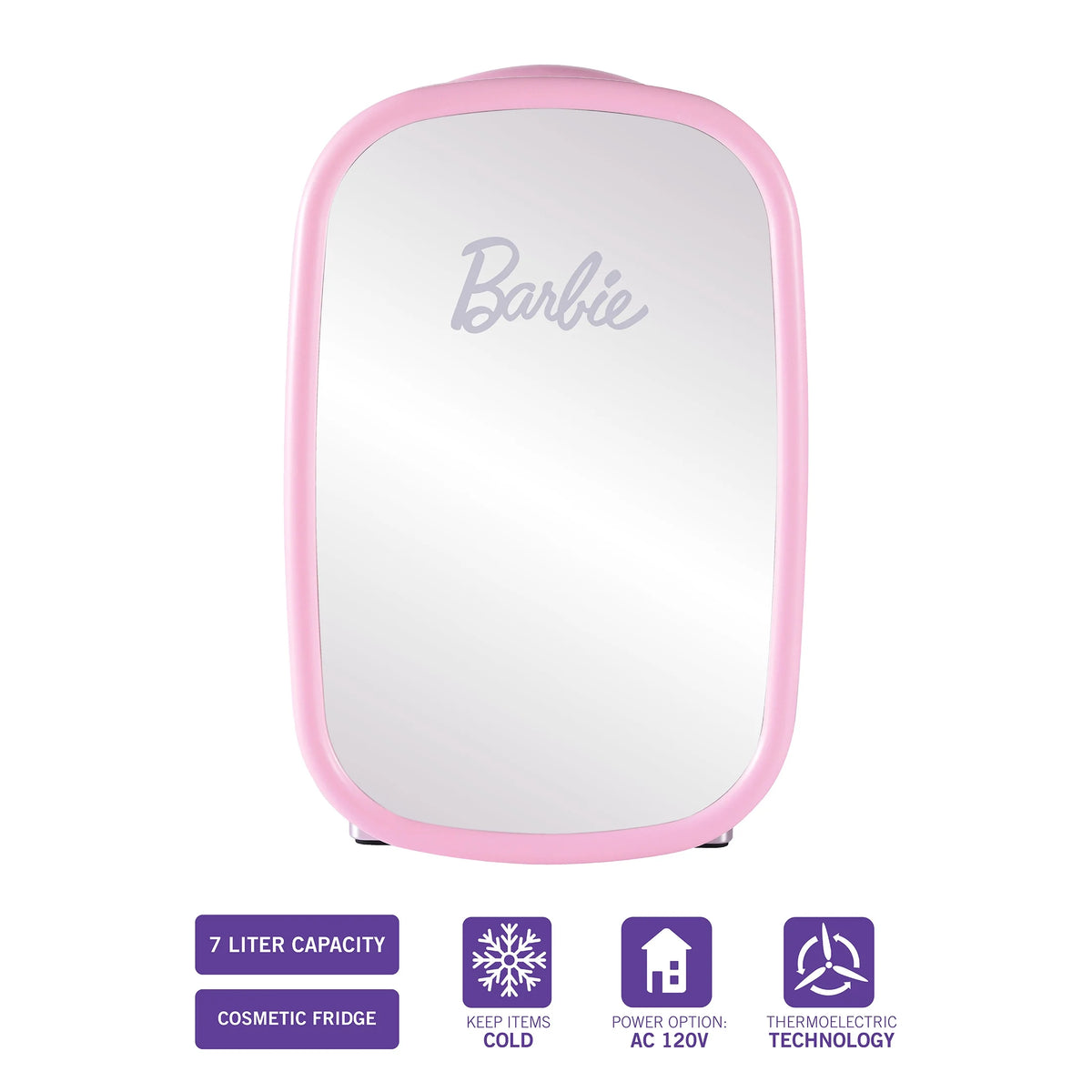 Pink 7L Mini Fridge with Glass Mirror Door N974