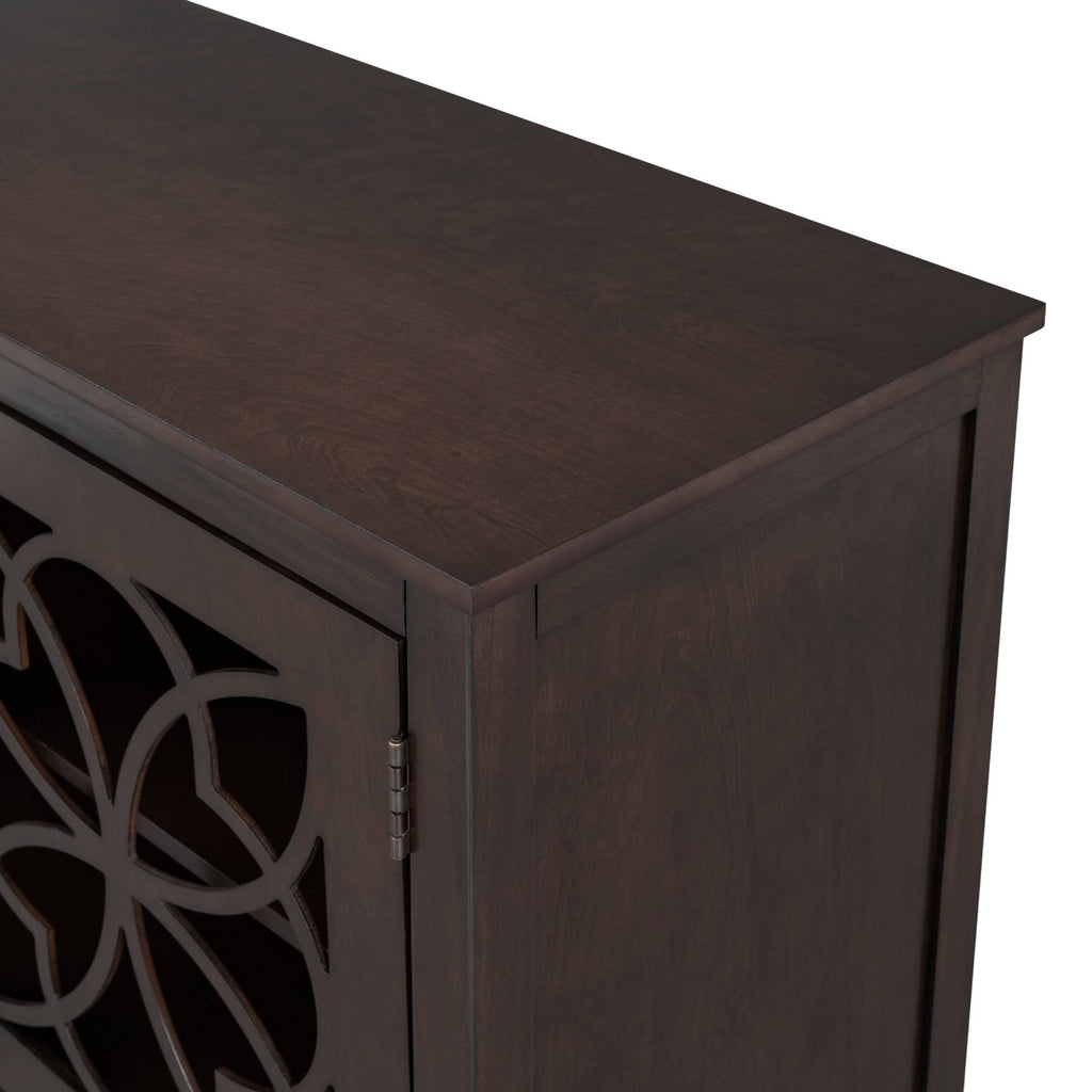 Brown Navy Blue Wood Accent Sideboard Storage Cabinet with Doors J428