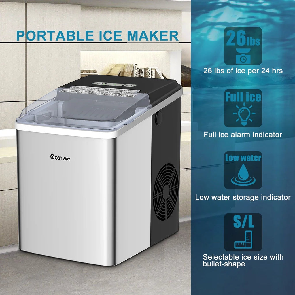 Stainless Steel Countertop Ice Maker with Scoop M472