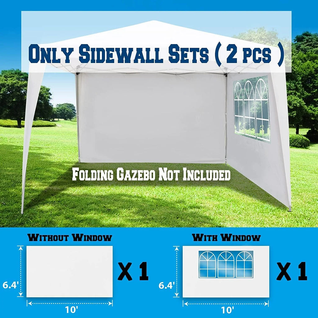 x6.4' Side Panel for Tent, Outdoor Replacement Sidewall for Folding Tent Canopy Gazebo Marquee (1 pc with Window, 1 pc without Window) X34929