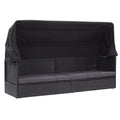Black Poly Rattan Sun Lounger with Canopy and Cushion X38991