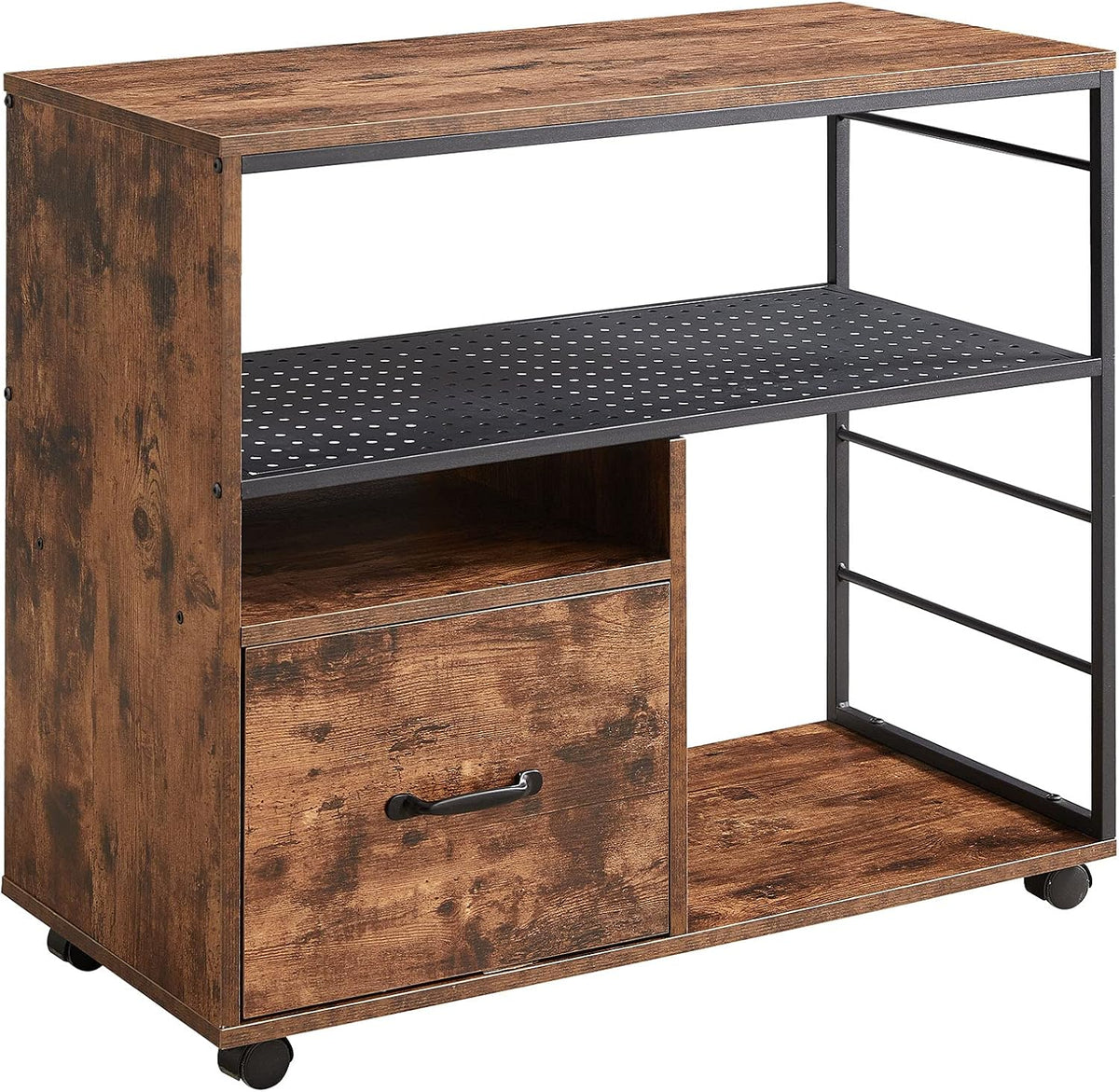 Industrial File Cabinet with Drawer and Open Storage Shelves K637