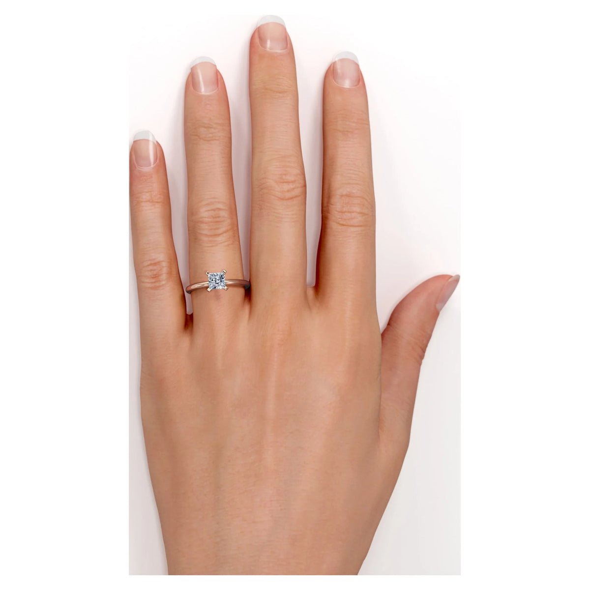 18K Rose Gold Plating Over Silver Princess Cut Moissanite Solitaire Ring N53384