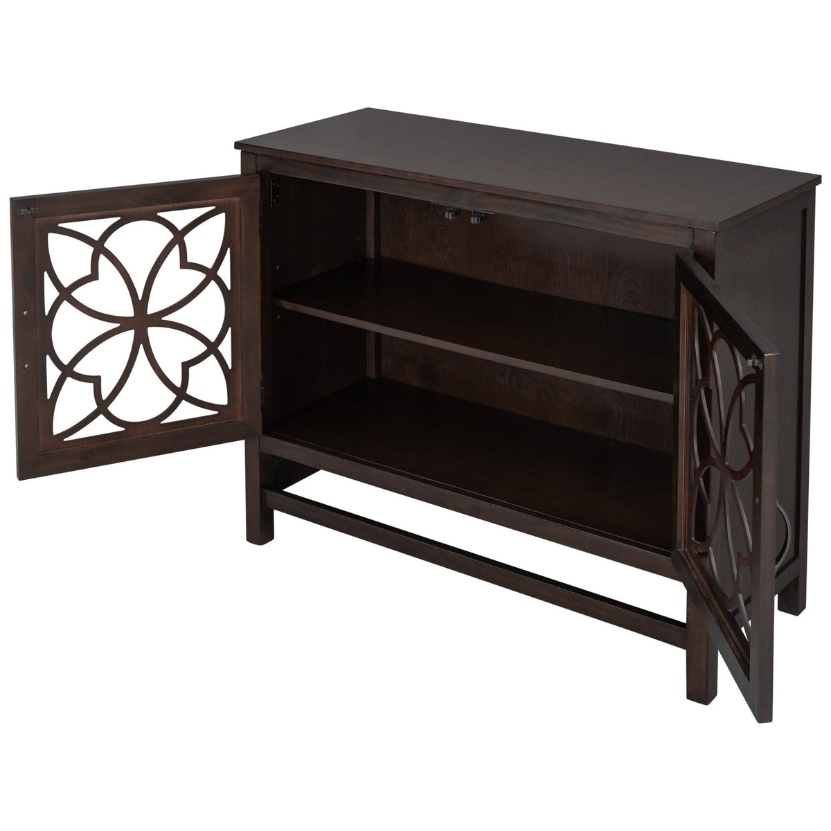 Brown Navy Blue Wood Accent Sideboard Storage Cabinet with Doors J428