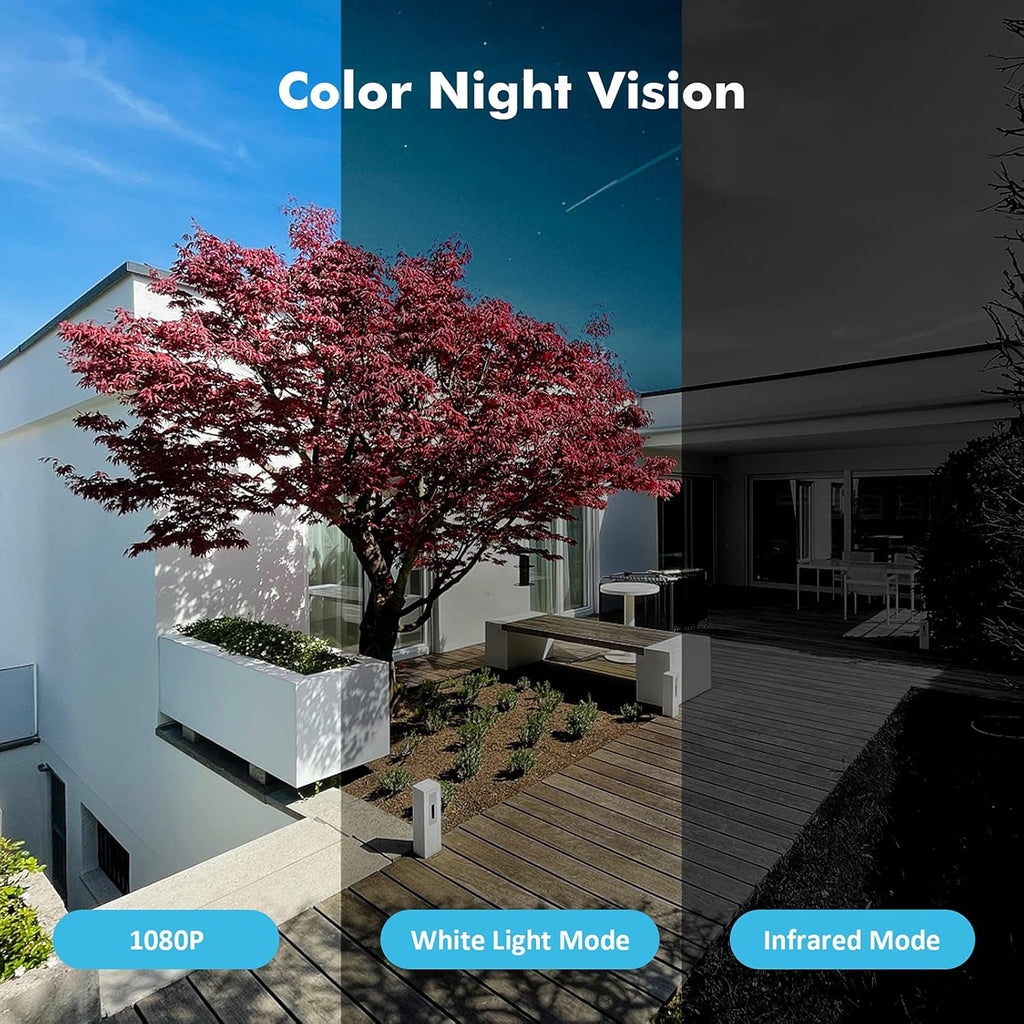 Wireless Outdoor Security Camera with Spotlight, Rechargeable Battery, AI Motion Detection, 2-Way Talk, Color Night Vision, IP66 WiFi Camera M167077