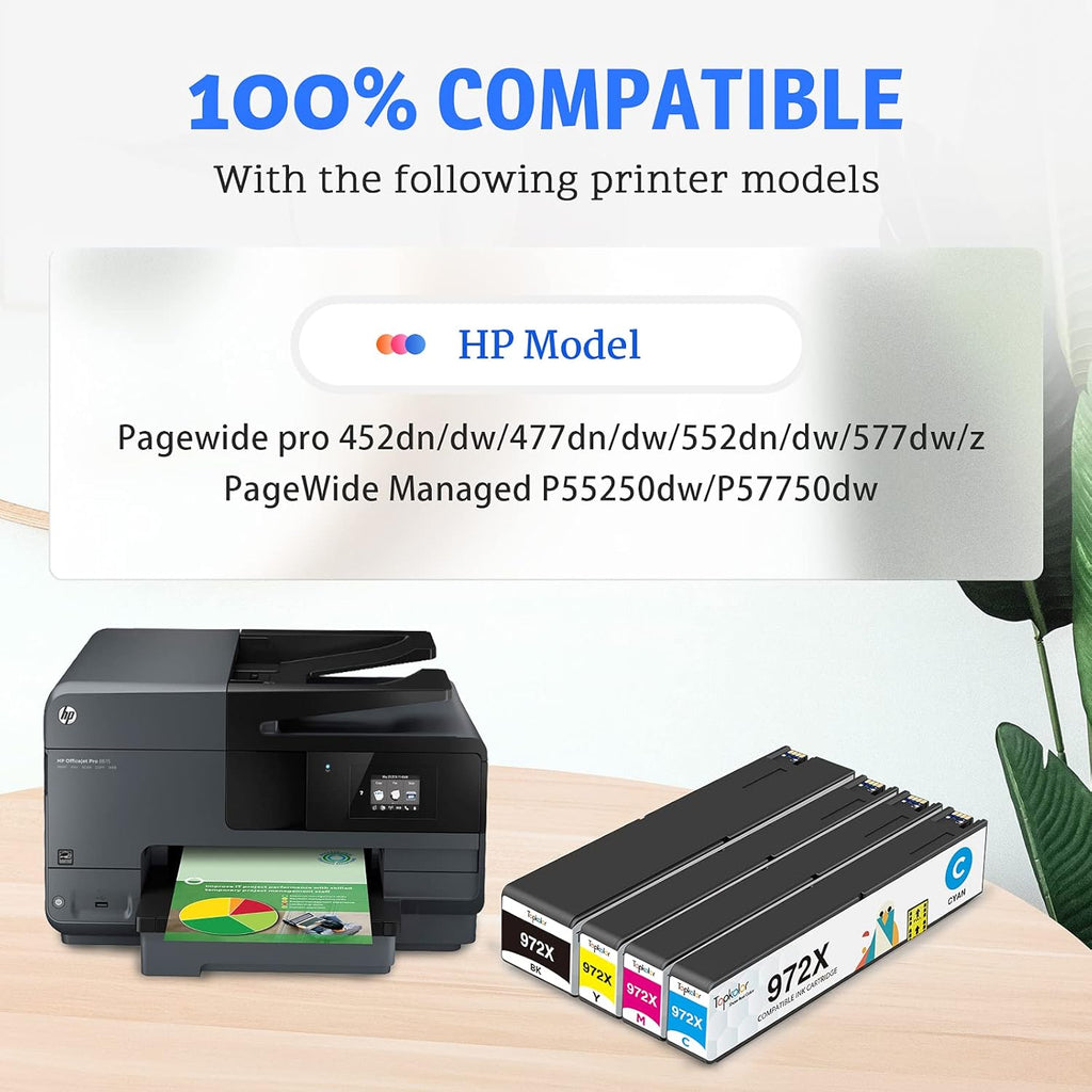 4-Pack Compatible Ink Cartridges for HP PageWide Pro Printer U2507