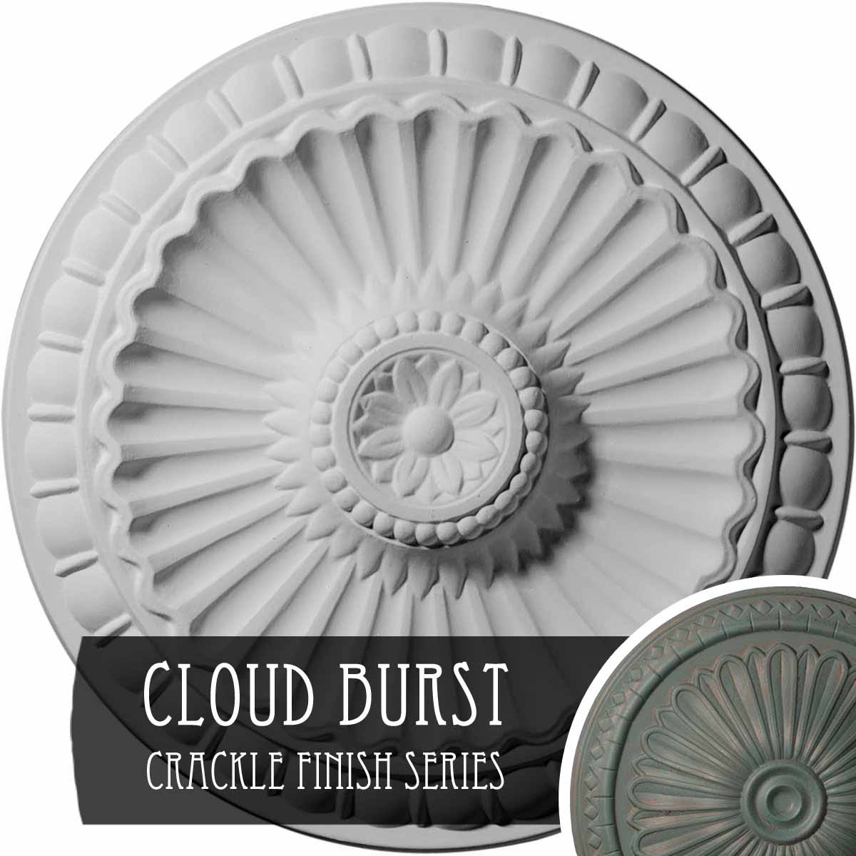 11 1/4x22OD x 1 1/8x22P Hand-Painted Ceiling Medallion B176