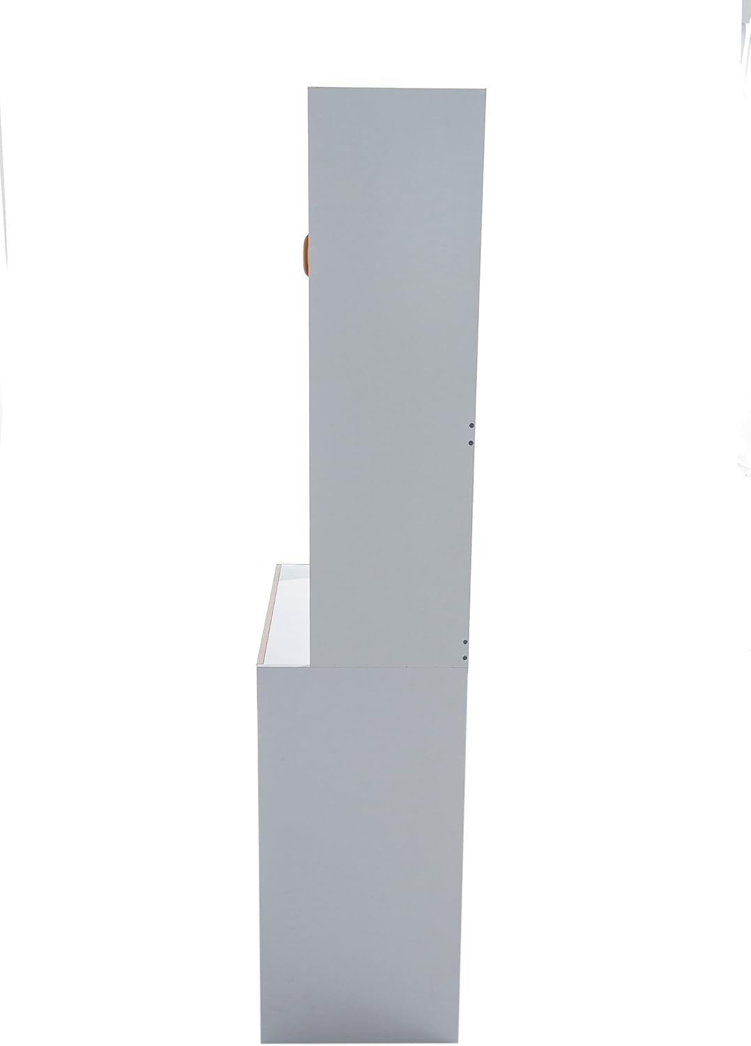 White Tall Kitchen Microwave Cart with Cabinets and Glass Doors F31809
