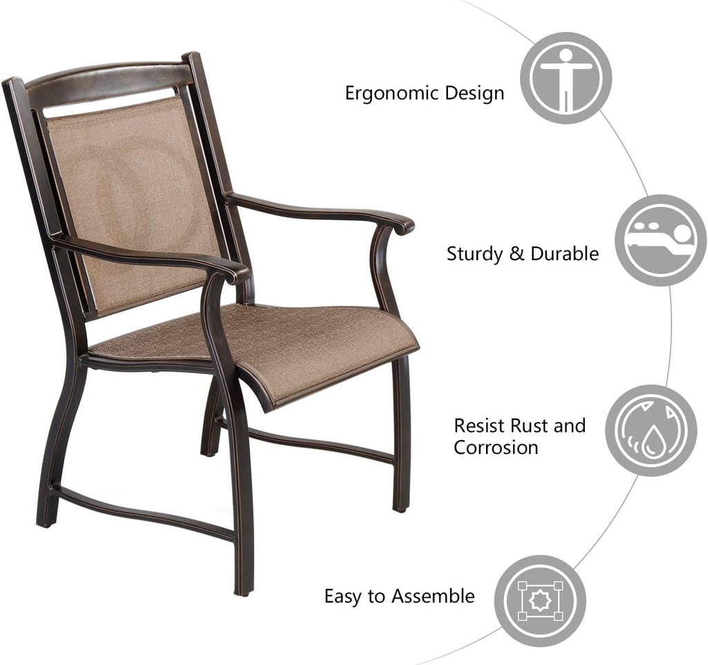 Cast Aluminum Outdoor Dining Chairs Set of 4 J977015