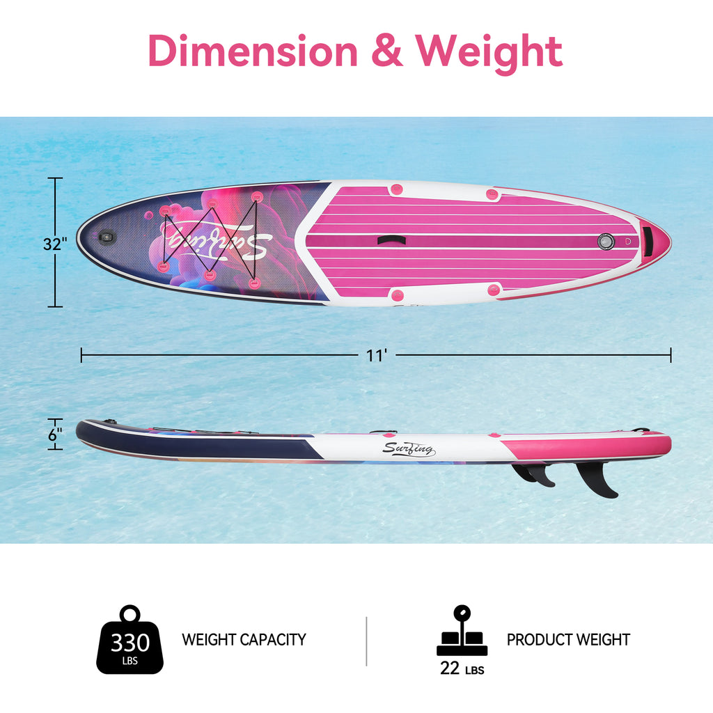 Pink Inflatable Stand Up Paddle Board and Sit-on Kayak Set with Backpack Z285916