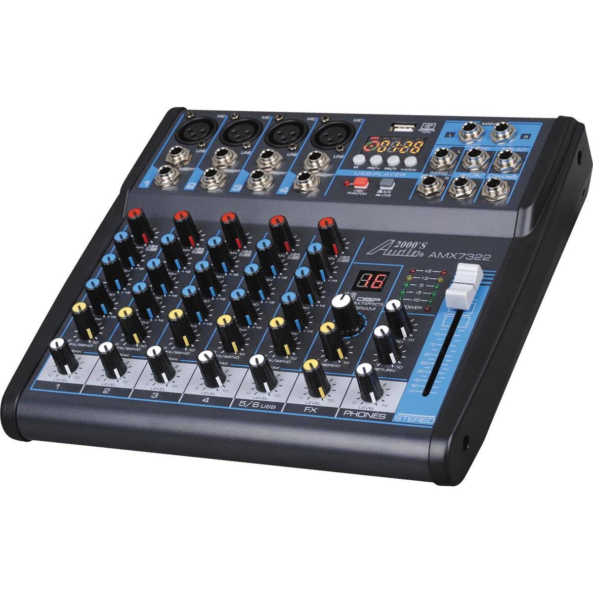 Professional Six-Channel Audio Mixer with USB Interface, Bluetooth, and DSP Sound Effects Z7359