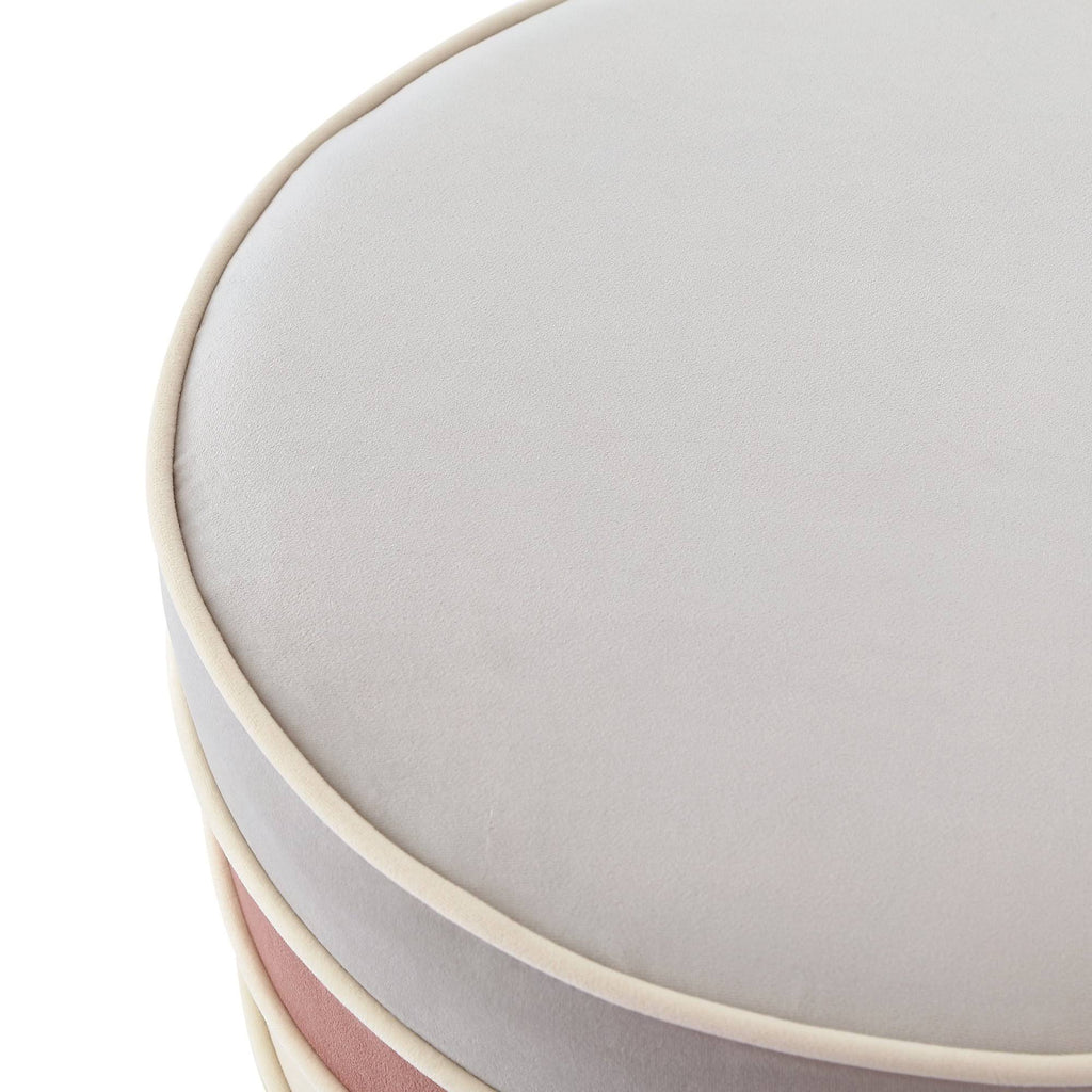 Blush Pink Velvet Ottoman with Metal Base D155815