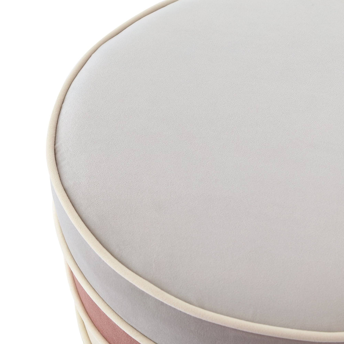 Blush Pink Velvet Ottoman with Metal Base D155815