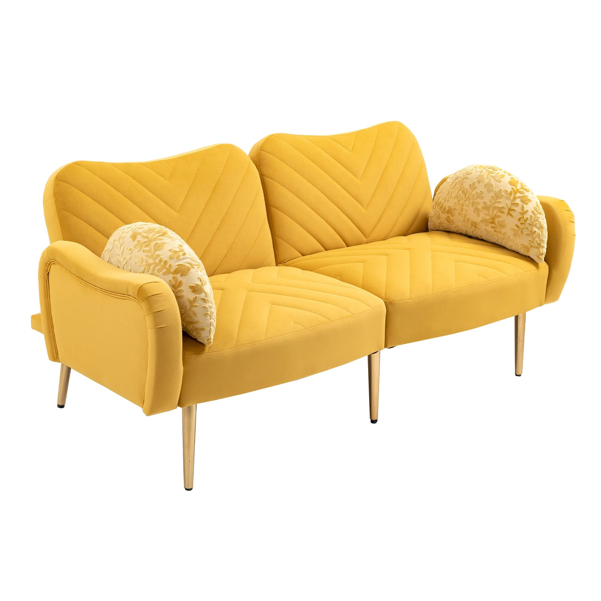 Velvet Loveseat Sofa with 2 Bolster Pillows D439