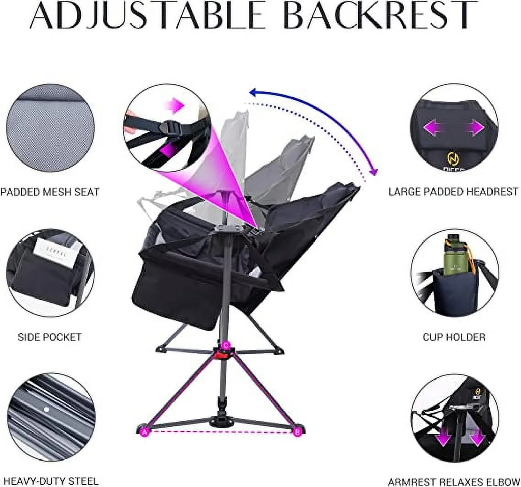 Folding Camping Chair with Cup Holder and Side Pocket, Set of 2 U134689