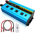 Pure Sine Wave Inverter 2500 Watt 12V to 110V DC to AC with Remote Controller LCD Display 4 AC Sockets 4 USB Charge Ports T525