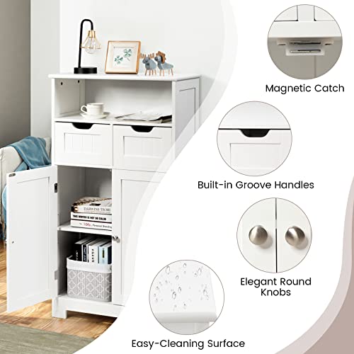 Black Bathroom Floor Cabinet with 2 Removable Drawers, 2 Doors & Adjustable Shelf J9998