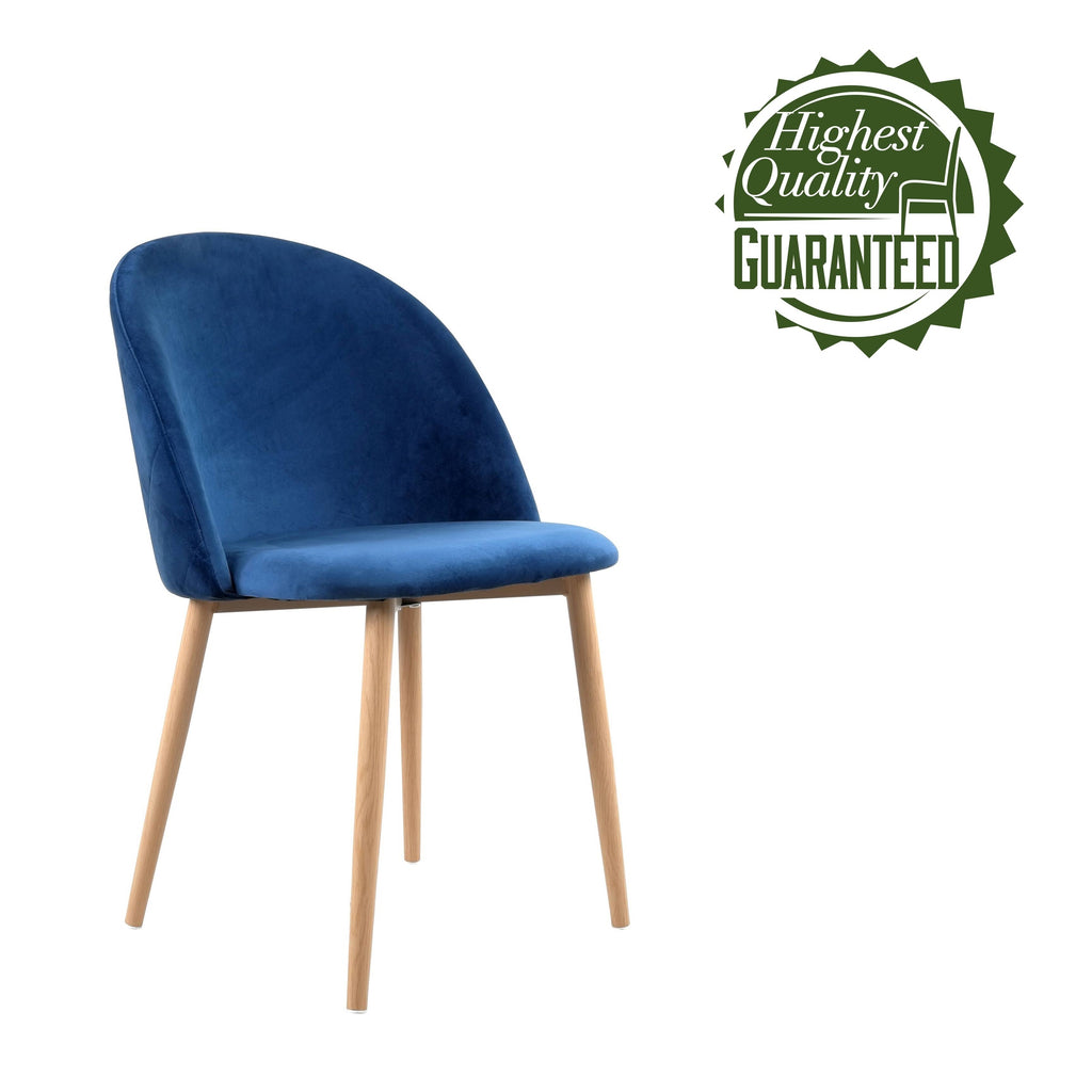 Blue Velvet and Metal Dining Chairs Set of 2 O886
