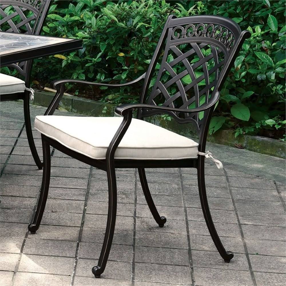 Black Aluminum Patio Dining Arm Chair Set of 2 L8376