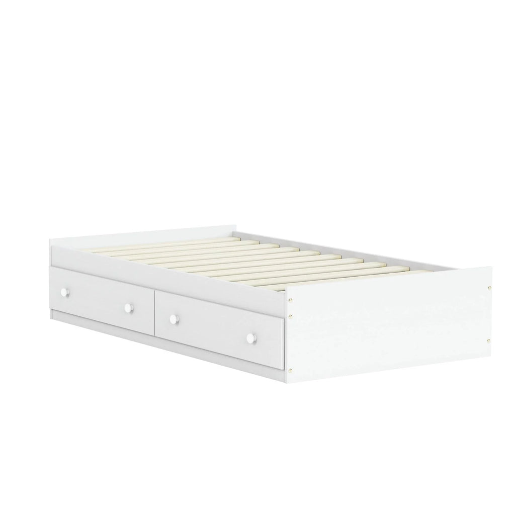 100% Solid Wood Twin Size Storage Bed with Drawers White S56062