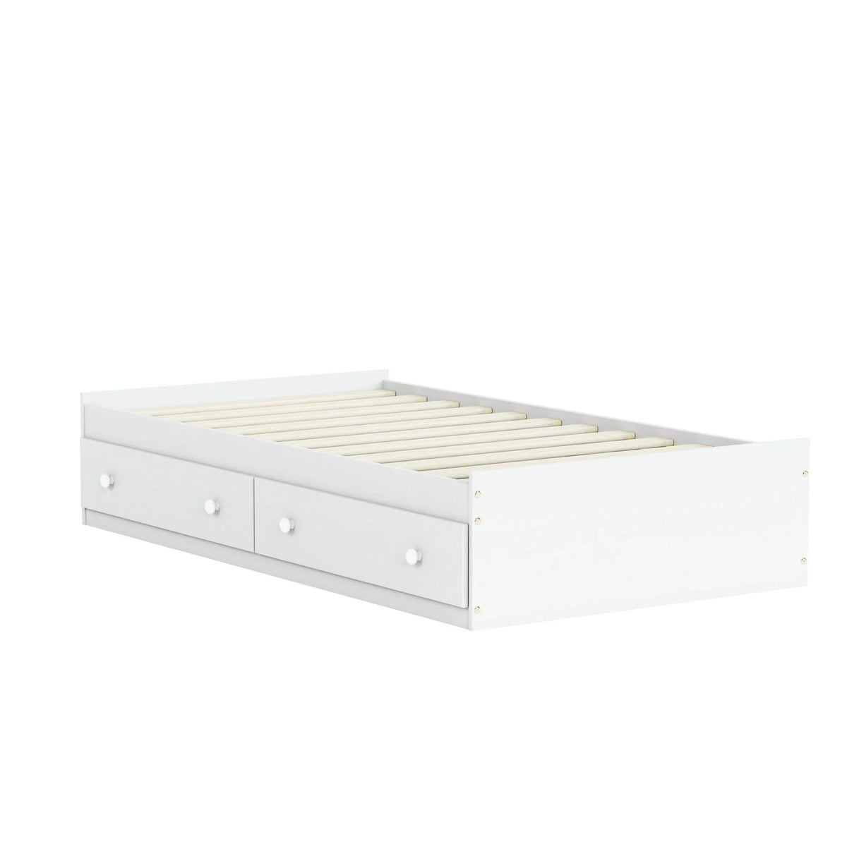 100% Solid Wood Twin Size Storage Bed with Drawers White S56062