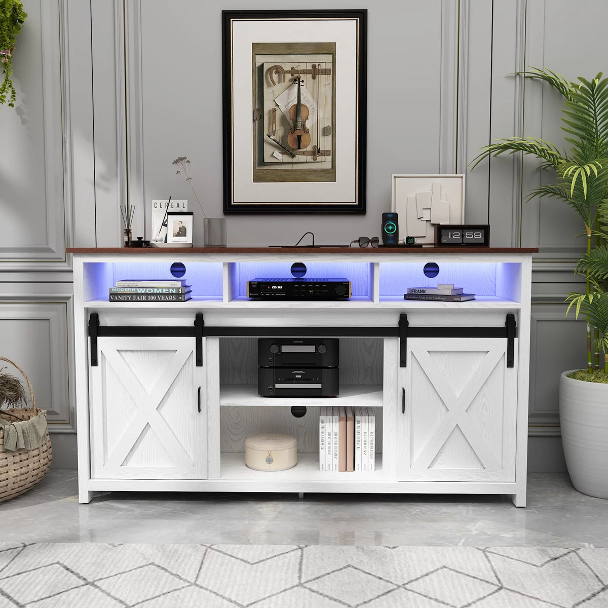 White TV Stand for 65 inch TVs E9894