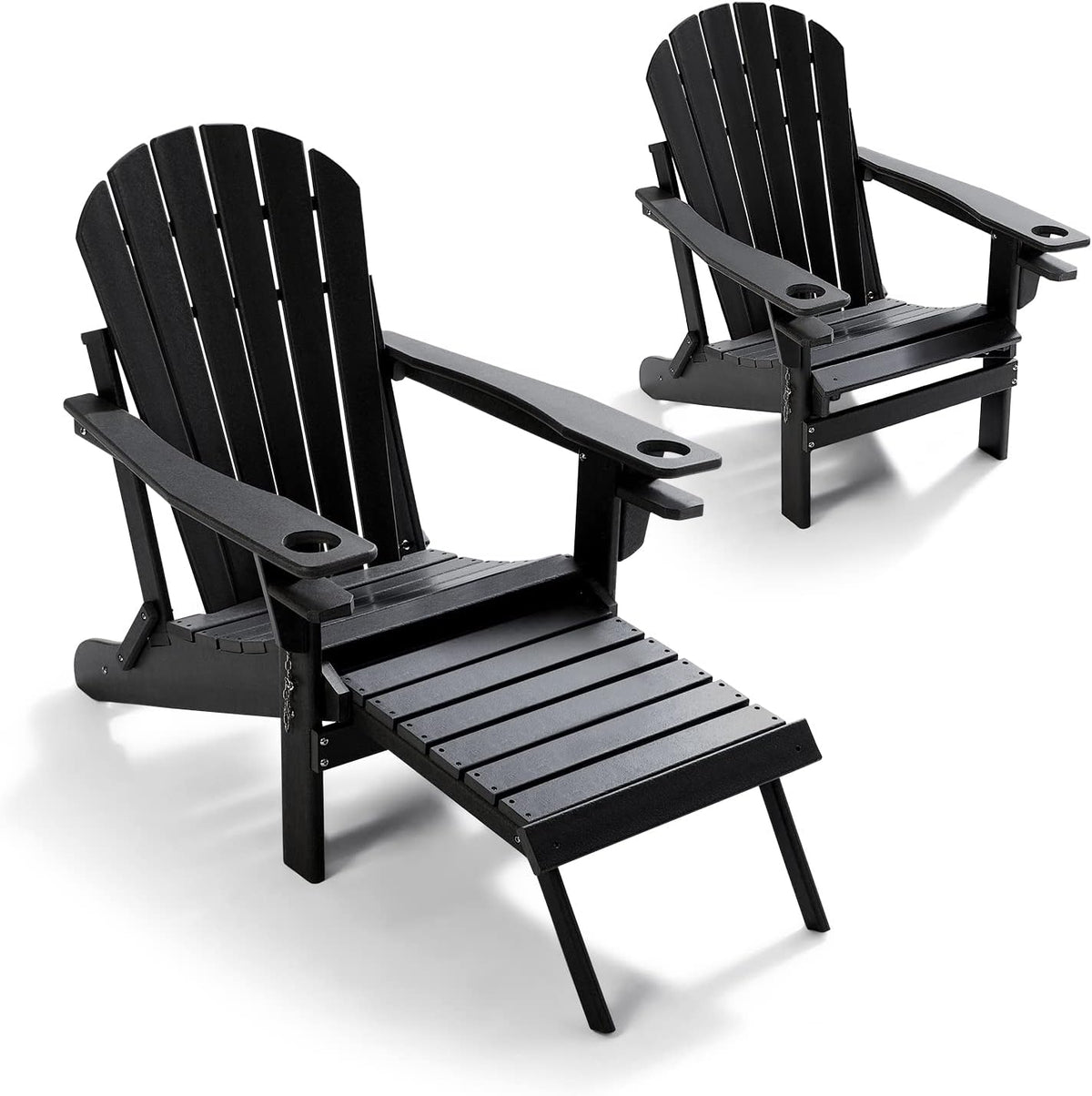 Blue Folding Adirondack Chair with Ottoman D896879