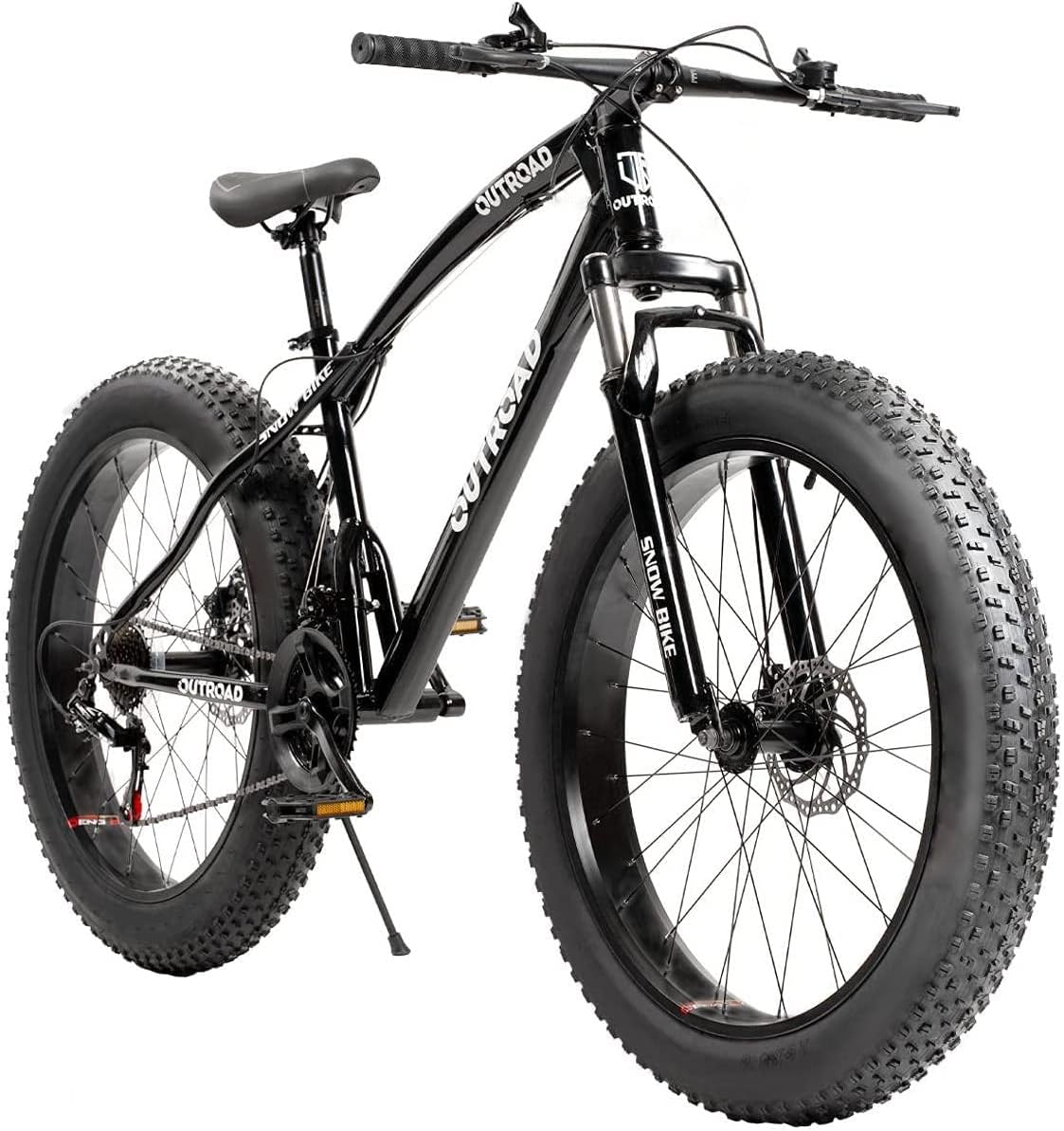 Fat Tire Mountain Bike with 26 inch Wheels, 21 Speed, High Carbon Steel Frame, Double Disc Brake P22214