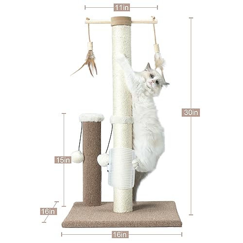 26 inch Sisal Cat Scratching Post with Hanging Ball Toy C1929