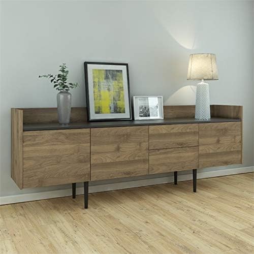Walnut and Black Sideboard Cabinet with 2 Drawer and 3 Door E139982