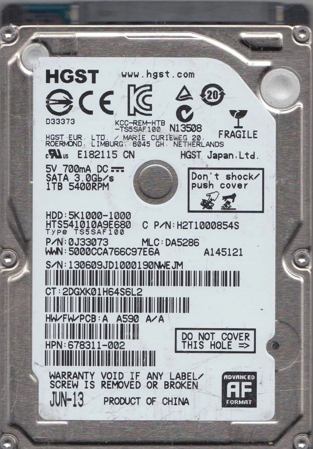 1TB SATA 2.5 Hard Drive G93996