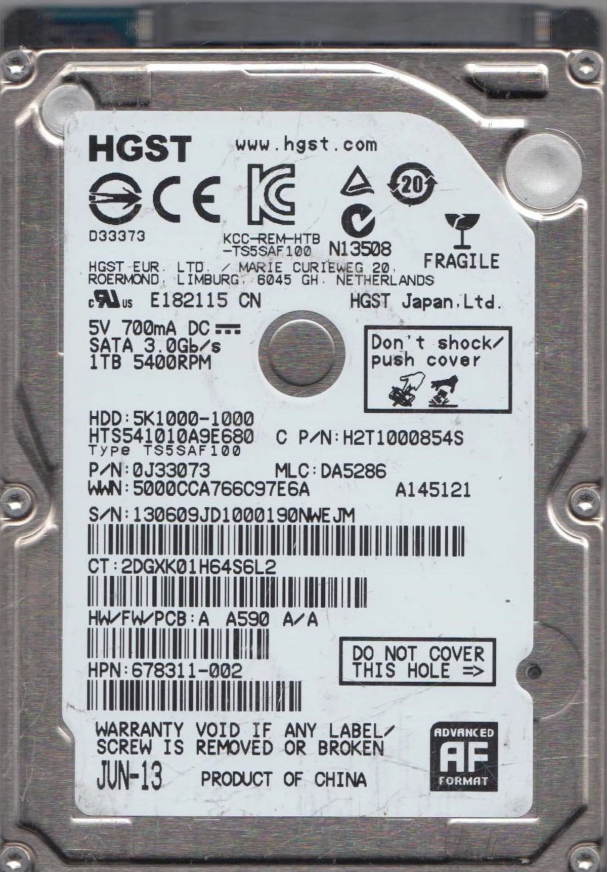 1TB SATA 2.5 Hard Drive G93996