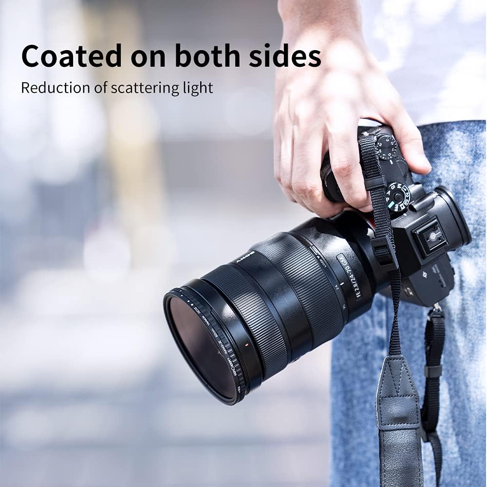 77mm Variable ND Lens Filter & Filter Cap Kit (2 Pcs) Adjustable Neutral Density ND2-ND32 with TPU Filter Cap O8077