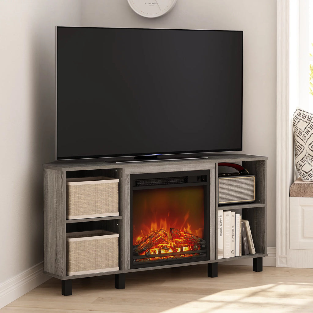 Corner Fireplace TV Stand with Metal Leg for TV up to 55 Inches K62712