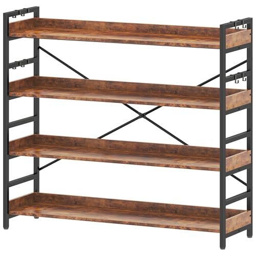Adjustable 6 Tier Wood and Black Metal Bookcase L523520