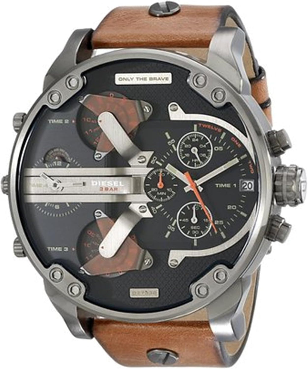 Gunmetal Brown Leather Watch M674
