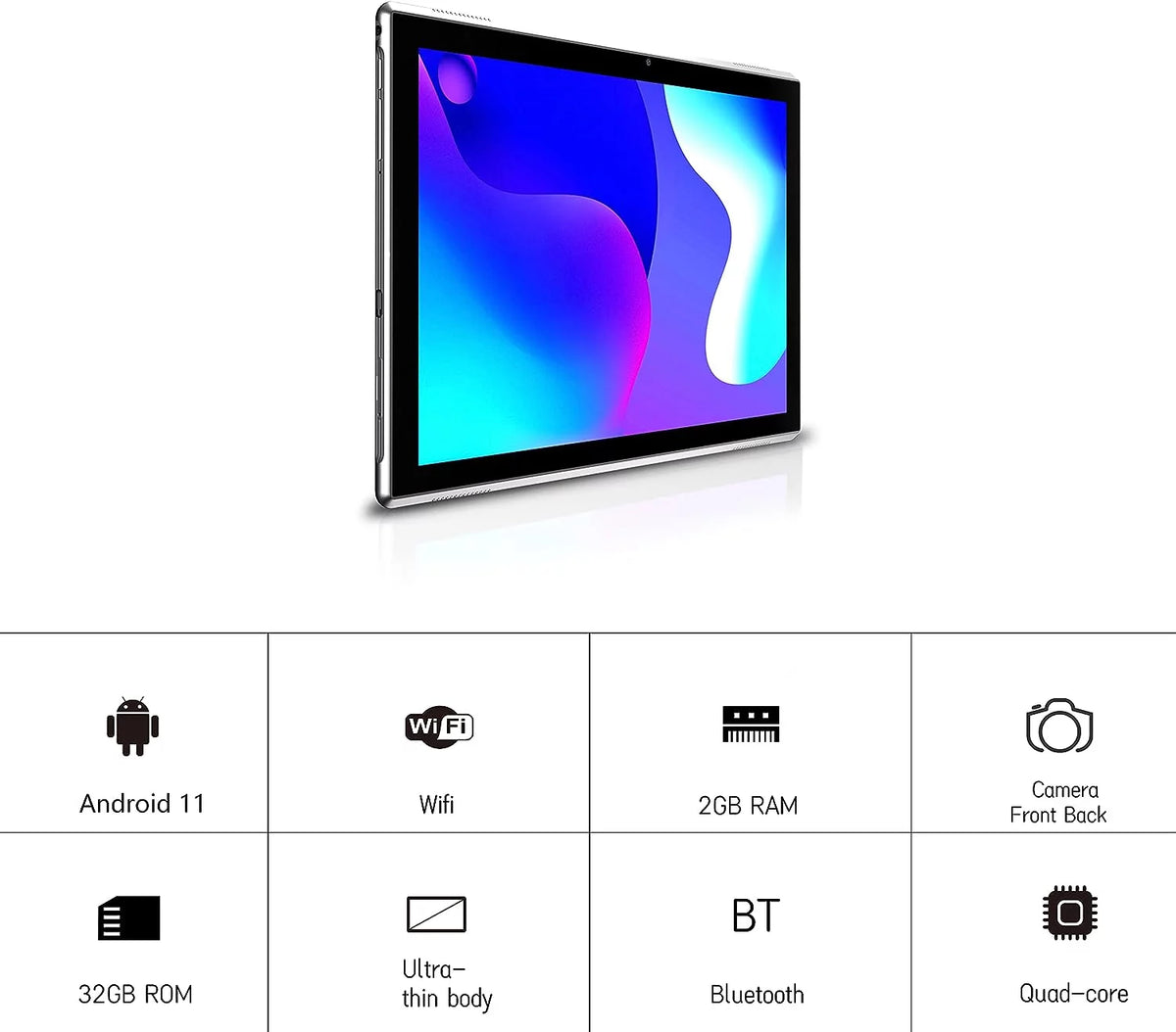 10.1 in HD Display 32GB ROM 2GB RAM 8MP Camera WiFi BT Tablet G86882