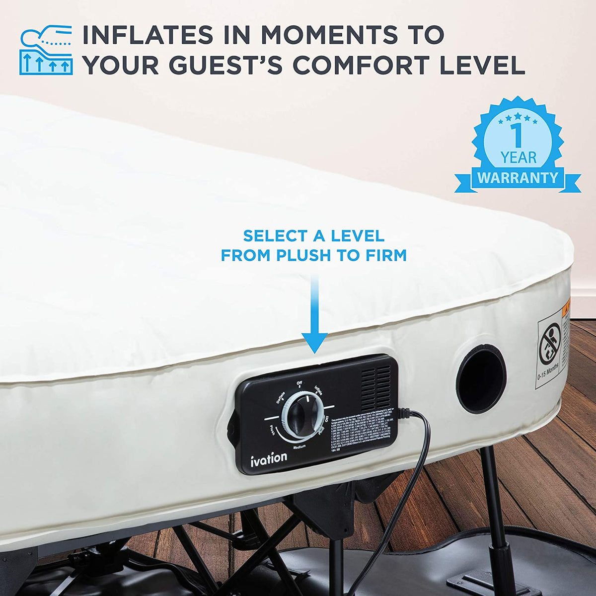Queen Self Inflatable Air Mattress with Frame & Rolling Case V408
