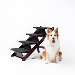 Wooden Pet Stairs Foldable Stairs & Ramp Portable Dog Ladder (Brown) X881966
