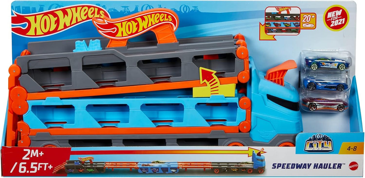 Storage Carrier with 3 1:64 Scale Cars & 6-Foot Drag Race Track U742767