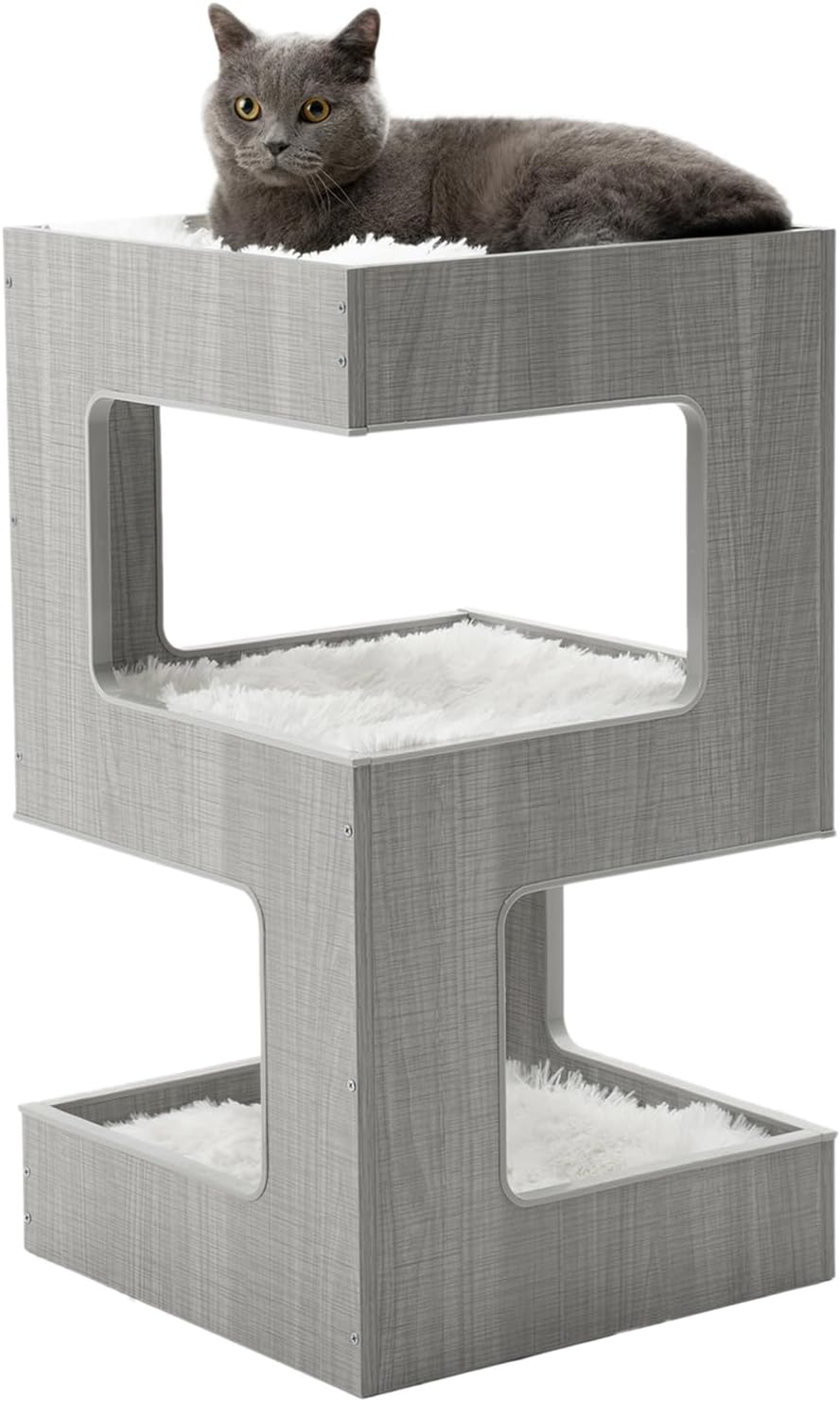 27.5 Inch Multi-Level Cat Tree with Removable Soft Blanket B64500