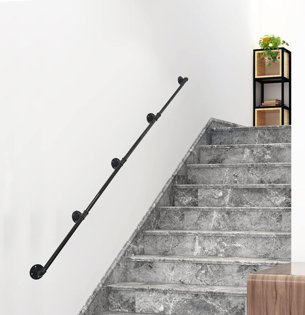 Black Industrial Wall Mount Pipe Handrail L85651